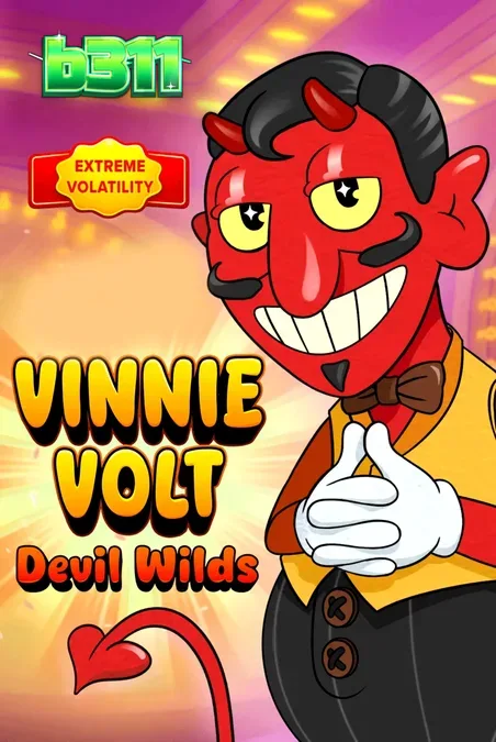 Vinnie Volt: Devil Wilds slot com design de desenho animado vintage.